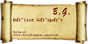 Bálint Gáspár névjegykártya